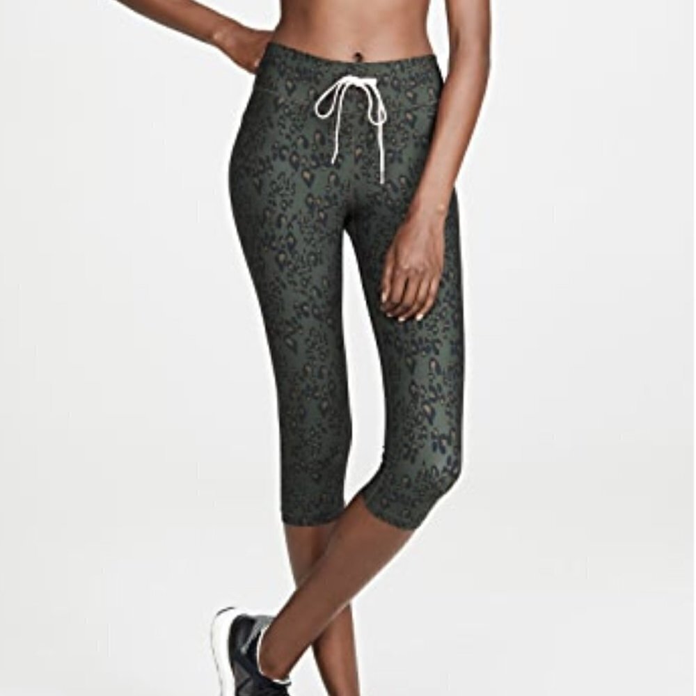 The Upside Army Green Leopard Power Pants‎ Leggings sz US 6